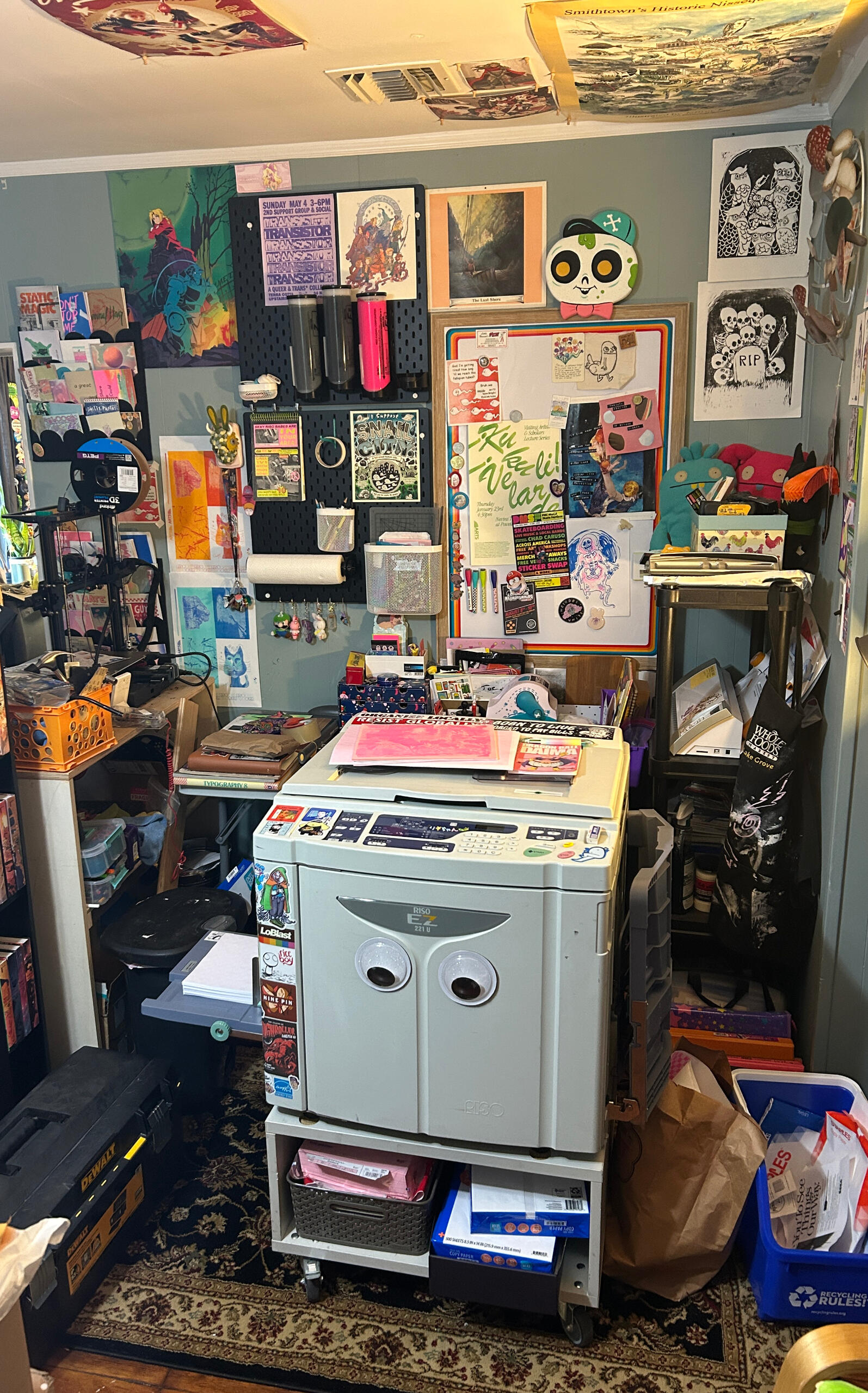 A photo showing the tiny space we currently have the Riso in.